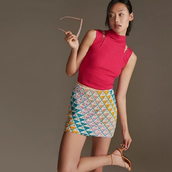 Walter Baker | Carrie Vera Cruz Hand Beaded Pastel Mini Skirt | NWT - Picture 11 of 11